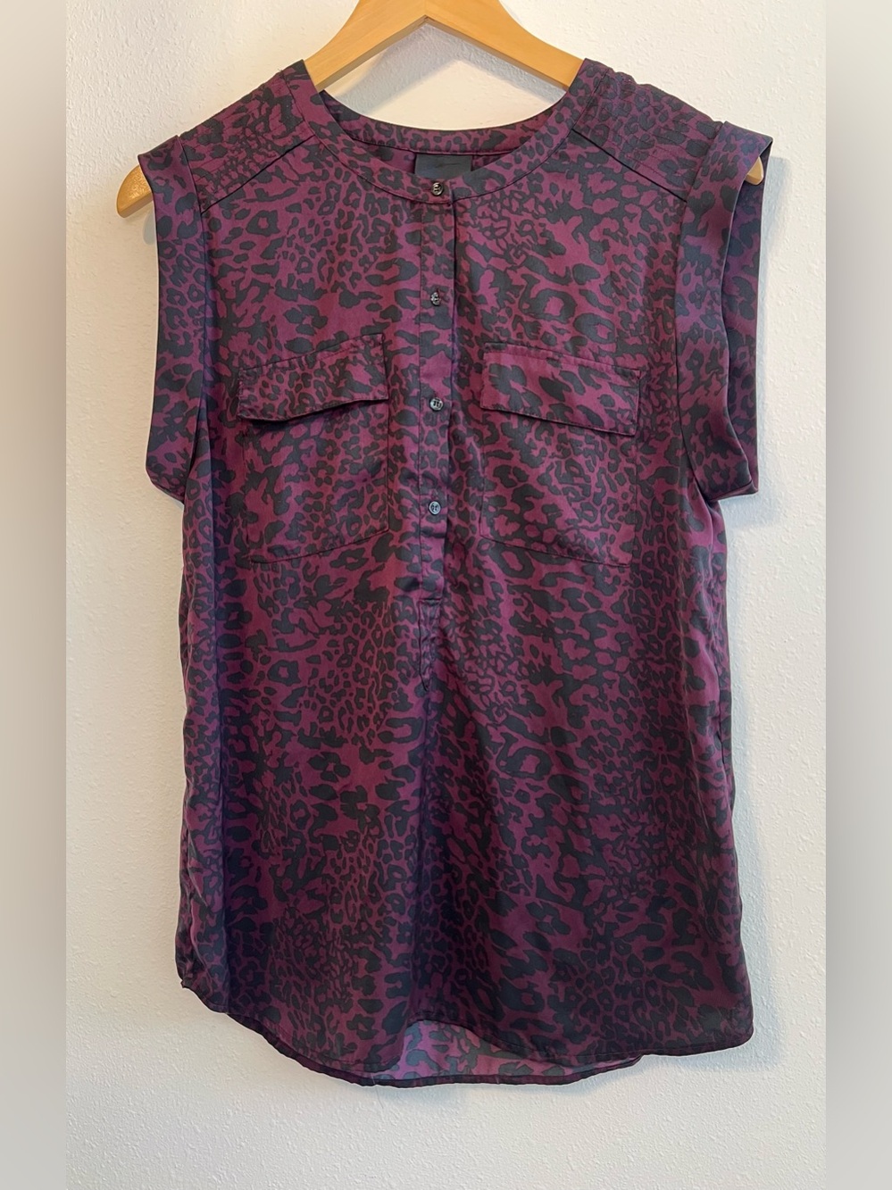 Trouvé Sleeveless Purple Leopard Print Blouse